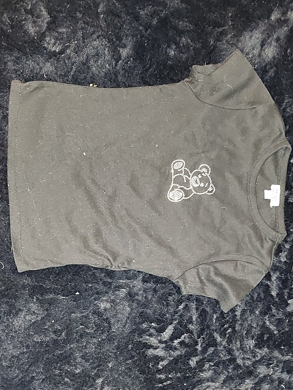 Black Kids Short-Sleeve Tee with Teddy Graphic